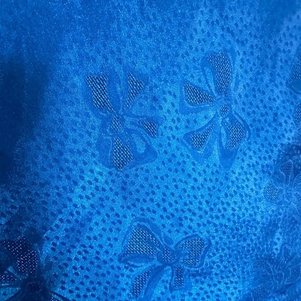 Vintage 80s 90s Sears Camisole Sz M Shiny Satin Blue Bows Coquette - Picture 2 of 5